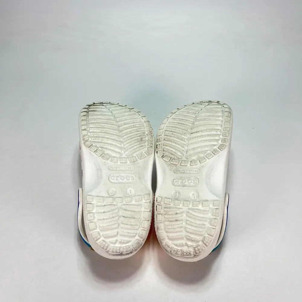 Crocs Classic Rainbow High Clogs White Fashion Dolls Shoes 208117 Youth Size 1